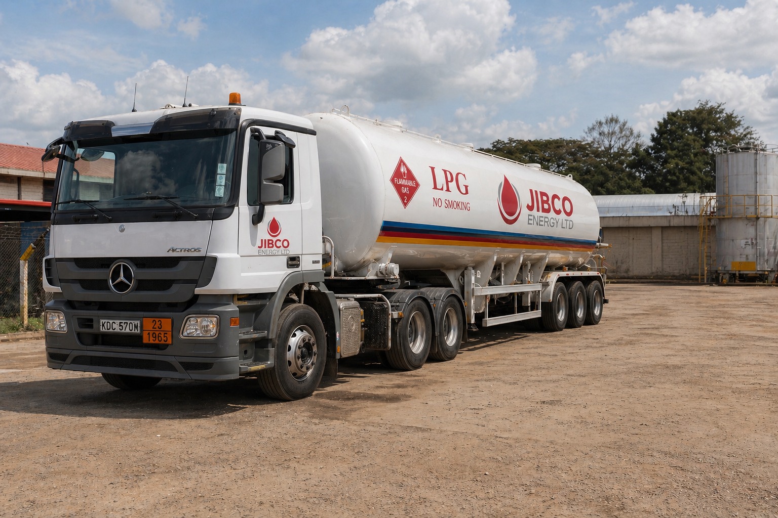 JIBCO Energy LPG tanker truck delivering bulk gas fuel for commercial and industrial energy supply